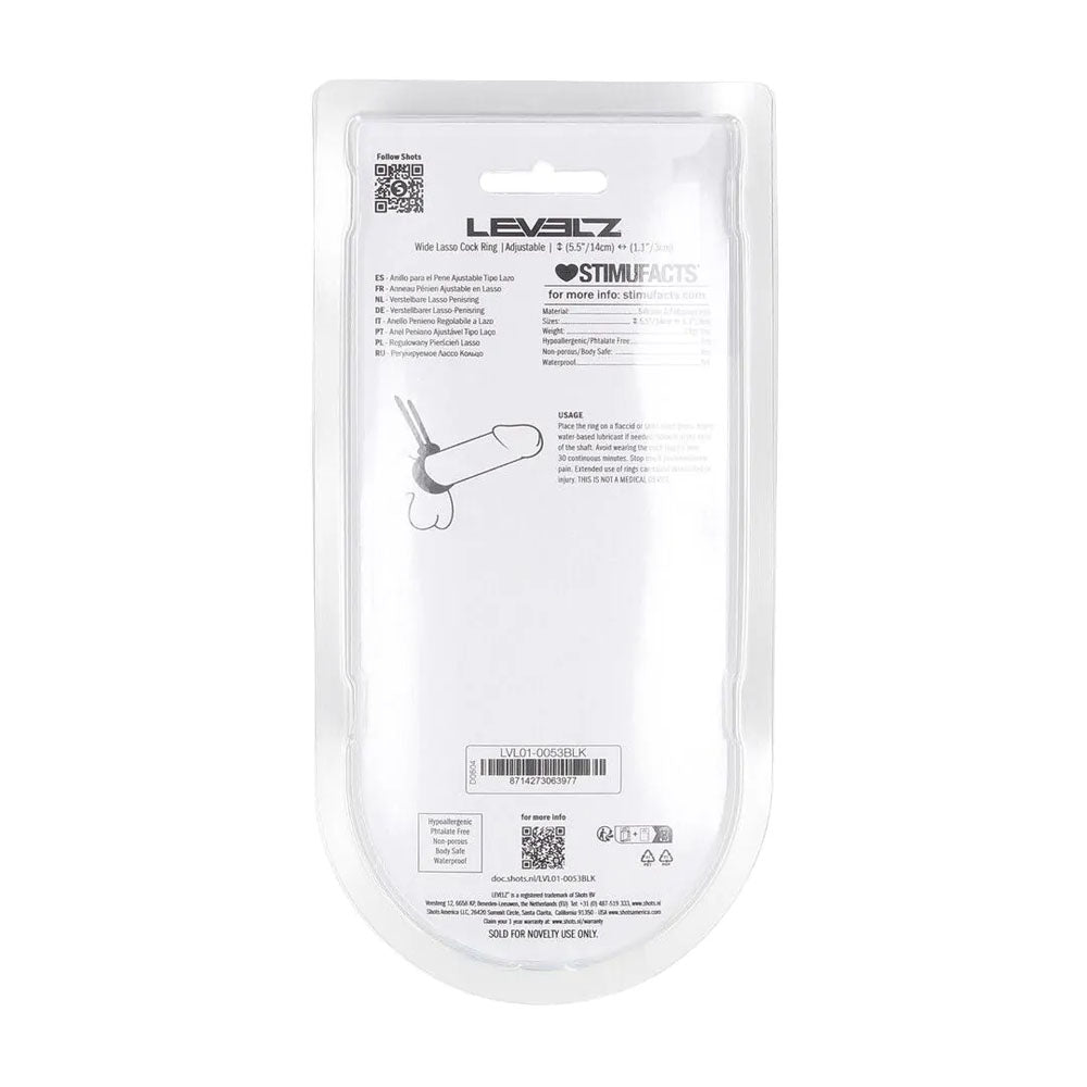 Levelz Wide Adjustable Silicone Lasso (Black) – Flexible Non-Vibrating Adjustable Cock Ring COCK RINGS Adjustable