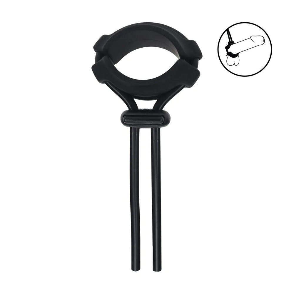 Levelz Wide Detachable Lasso (Black) – Adjustable Silicone Cock Ring Secondary image