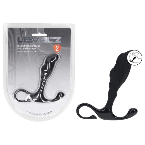 Levelz Rippled with Hard Loop (Small) – Silicone Small Prostate Massager Black > Anal Range > Prostate Plugs