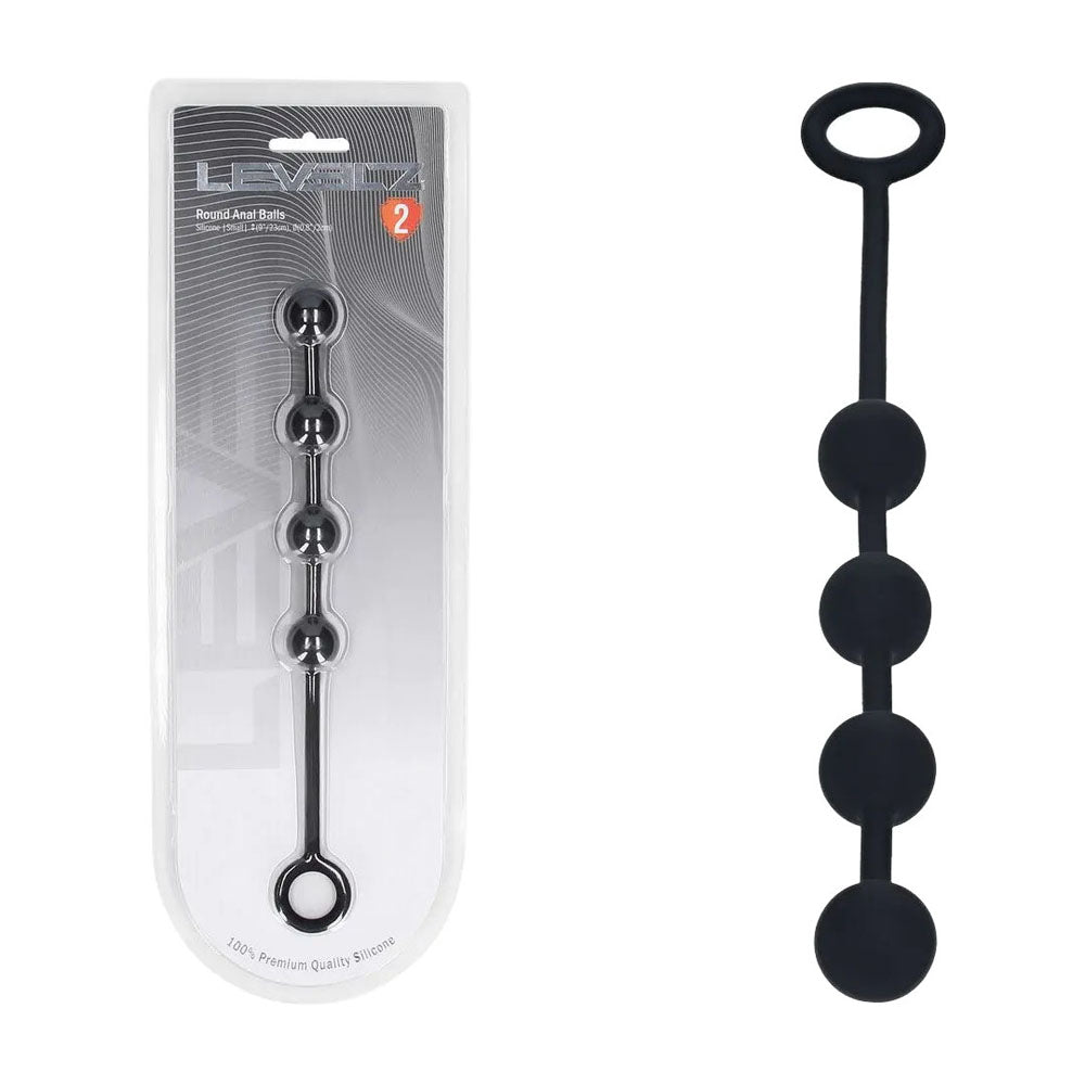 Levelz Round Silicone Small Anal Balls 23 cm 20 mm – Slim Flexible Silicone Anal Balls Black > Anal Range > Anal Beads