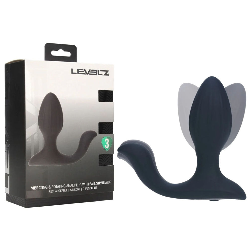 Levelz Vibrating and Rotating Anal Plug with Ball Stimulator (USB Rechargeable) – Vibrating Butt Plug 10.7 cm Black > Anal Range > Prostate Plugs