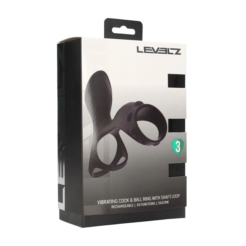 LEVELZ Vibrating Cock and Ball Ring with Shaft Loop – USB Rechargeable Vibrating Cock and Ball Ring Cock Rings Vibrating