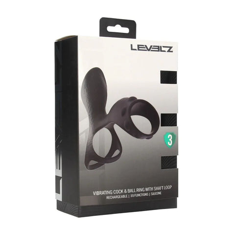 LEVELZ Vibrating Cock and Ball Ring with Shaft Loop – USB Rechargeable Vibrating Cock and Ball Ring Cock Rings Vibrating