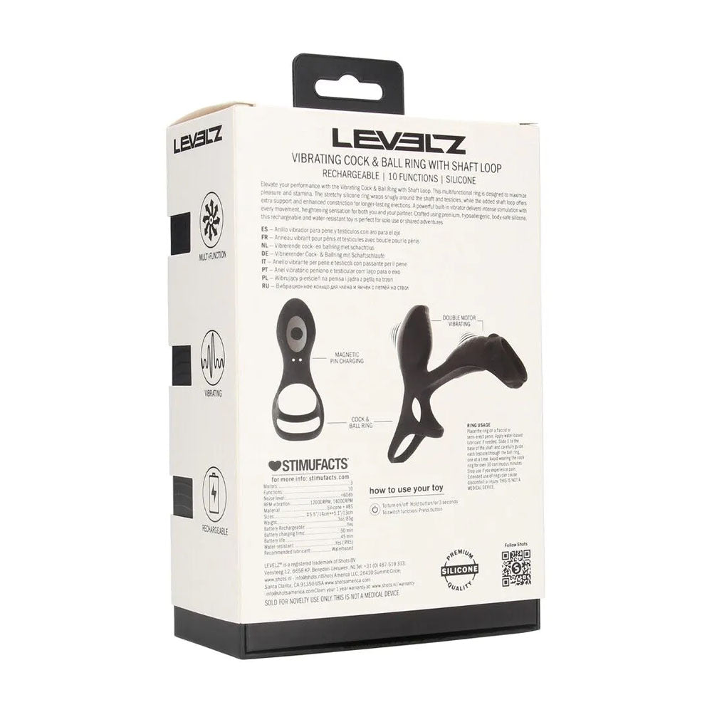 LEVELZ Vibrating Cock and Ball Ring with Shaft Loop – USB Rechargeable Vibrating Cock and Ball Ring > Cock Ring > Vibrating