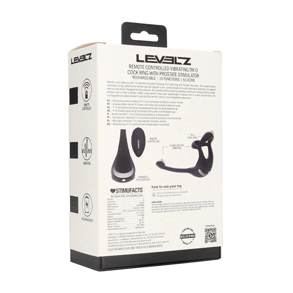 Levelz Remote-Controlled Vibrating Tri-O (Black) – USB Rechargeable Cock Ring and Prostate Stimulator > Anal Range > Prostate Plugs
