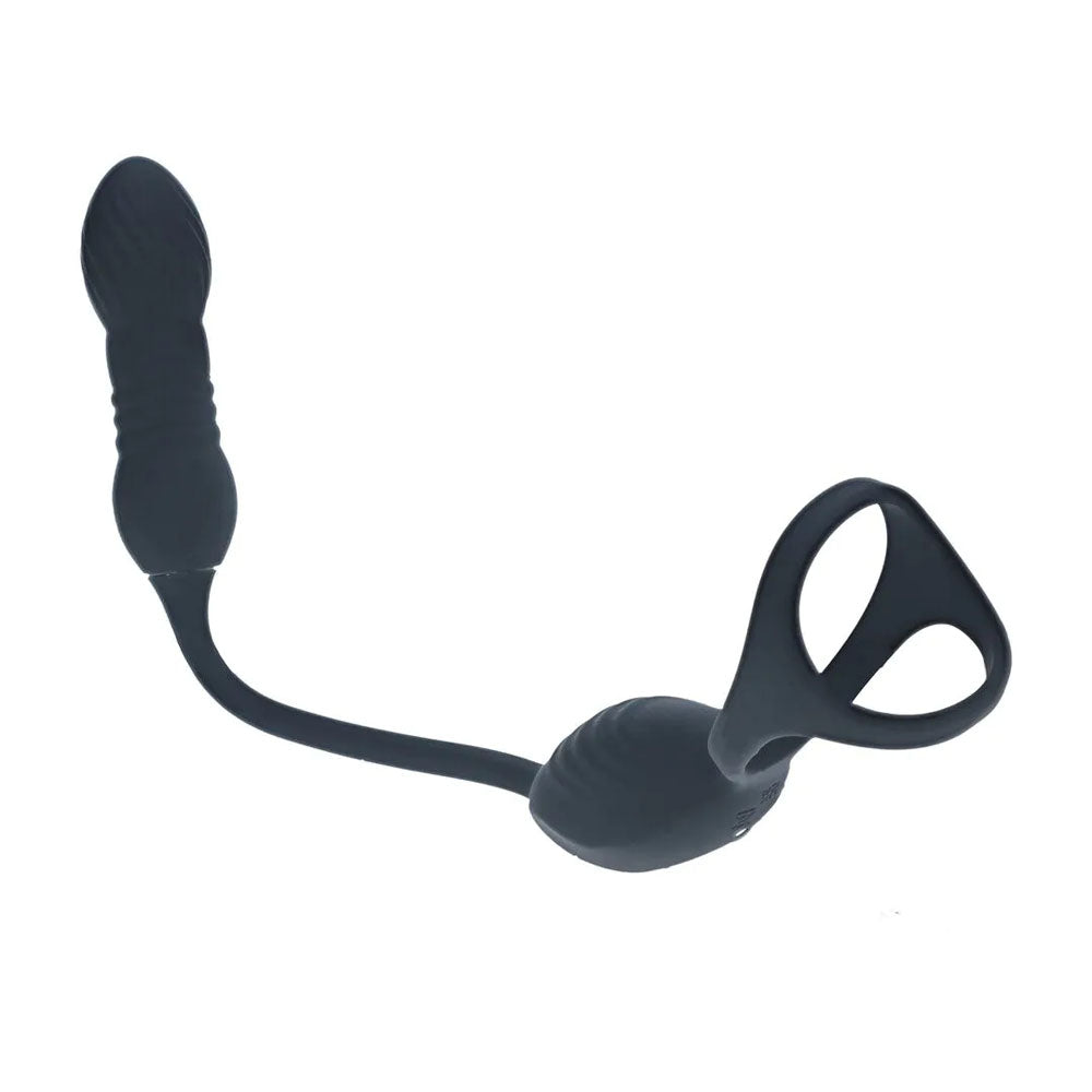 LEVELZ TriO (Black) – USB Rechargeable Vibrating and Thrusting Cock Ring with Prostate Stimulator > Anal Range > Prostate Plugs