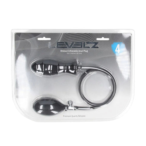 LEVELZ Ribbed Inflatable Butt Plug – Inflatable Silicone Butt Plug with Textured Shaft and Flared Base > Anal Range > Tunnel and Stretchers