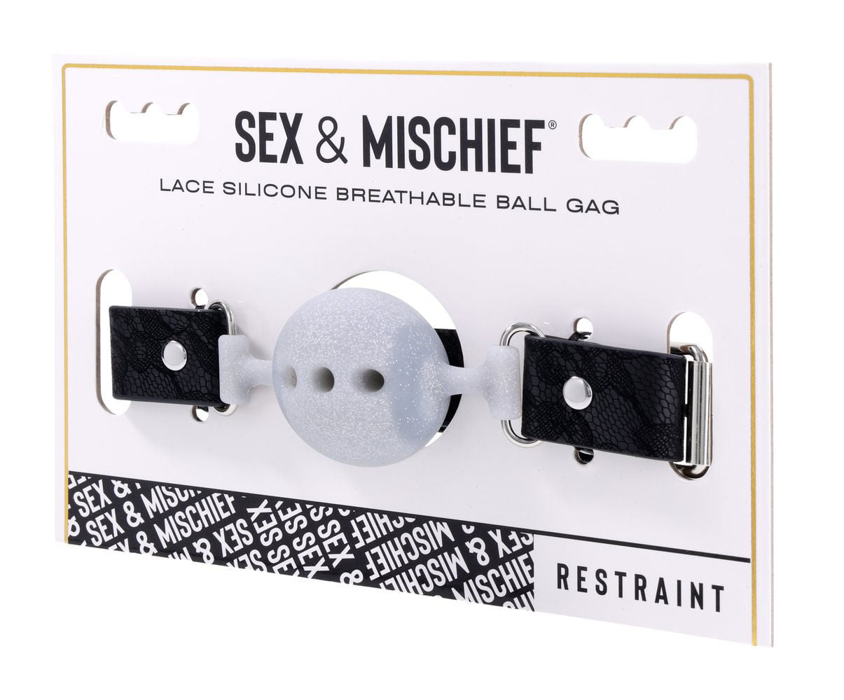 Lace Silicone Breathable Ball Gag – Soft Silicone Mouthpiece with Breathable Design Bondage Accessory Secondary image