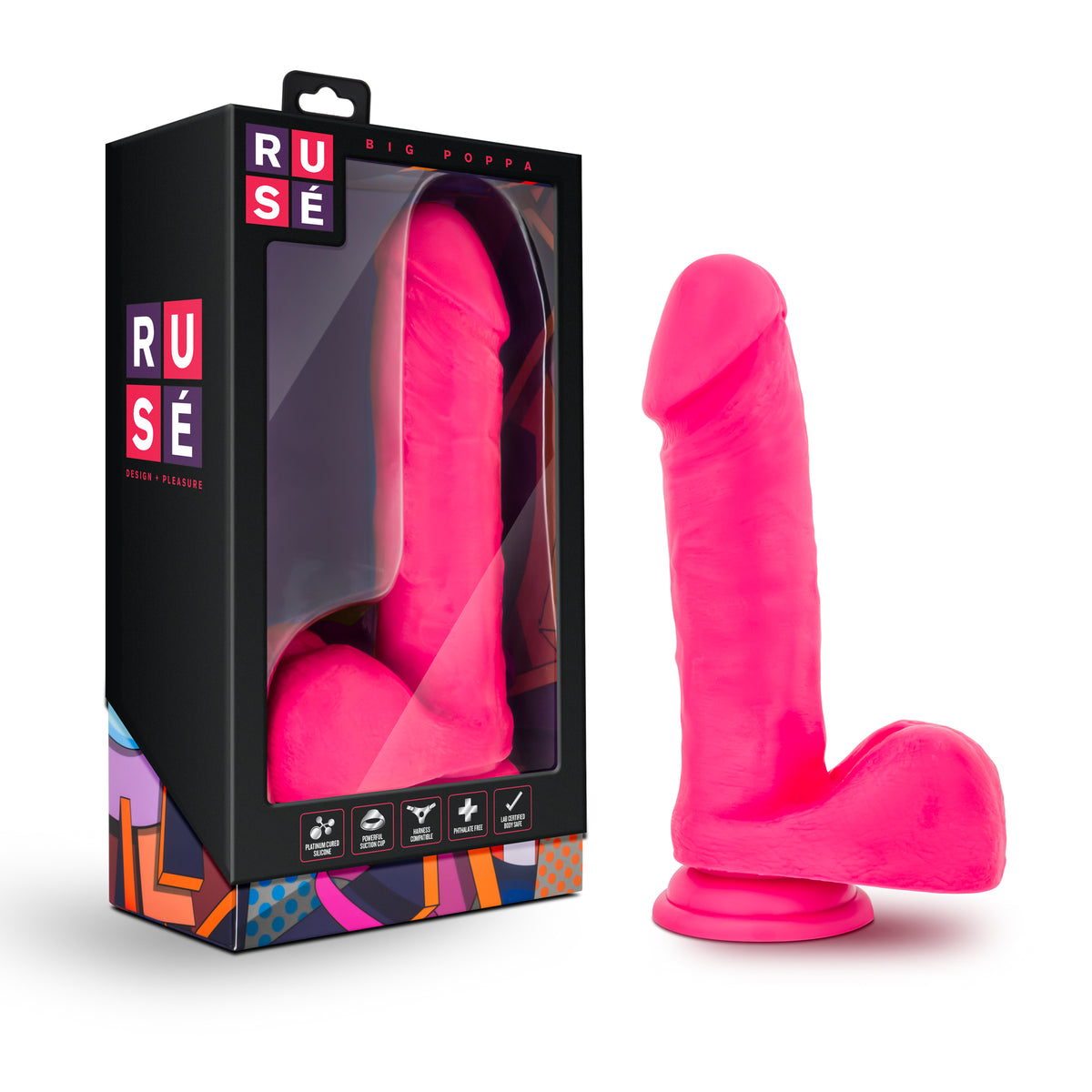 Ruse Big Poppa Hot Pink Dildo 6.6 Inch Insertable Length > Dildos > Realistic Dildos