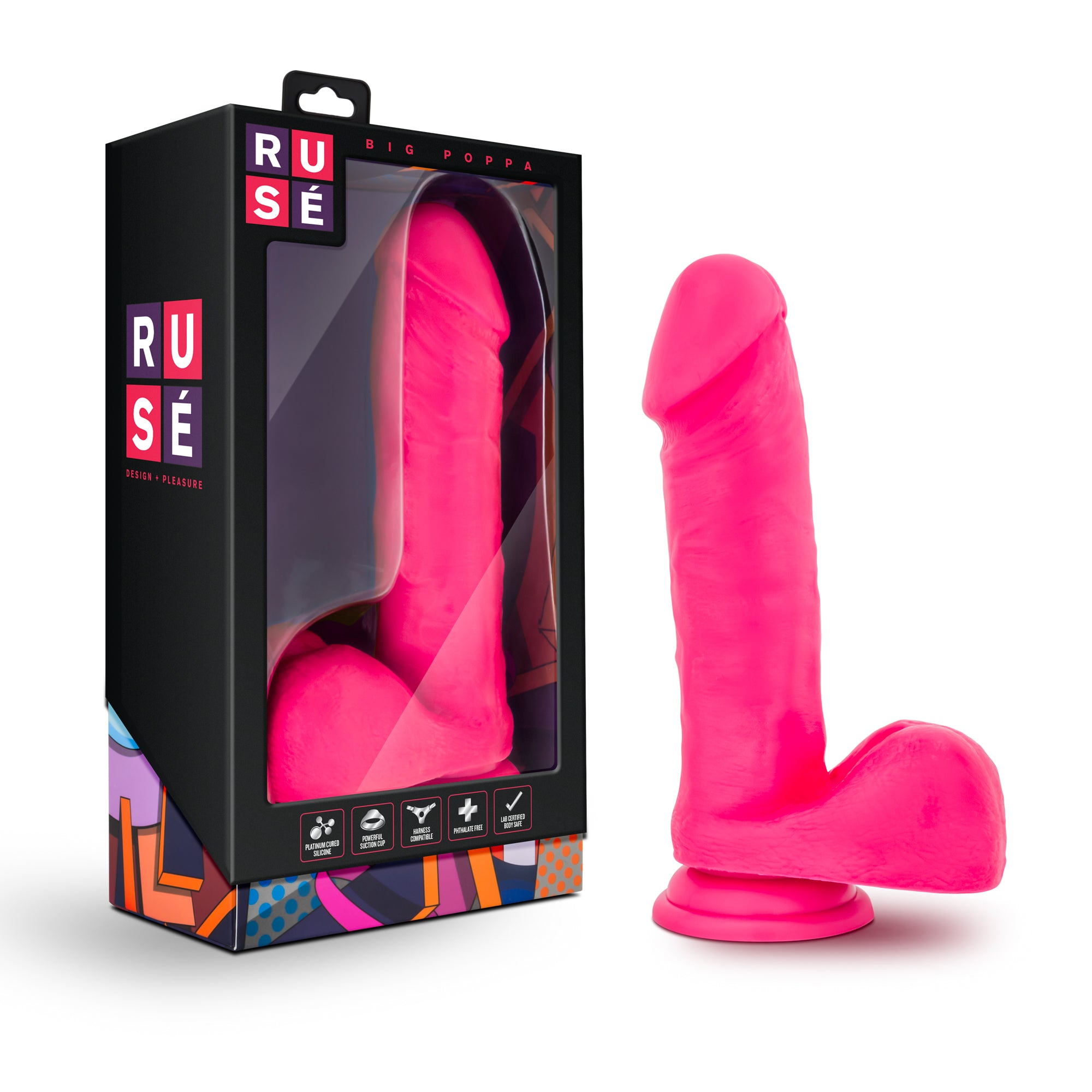 Ruse Big Poppa Hot Pink Dildo 6.6 Inch Insertable Length > Dildos > Realistic Dildos