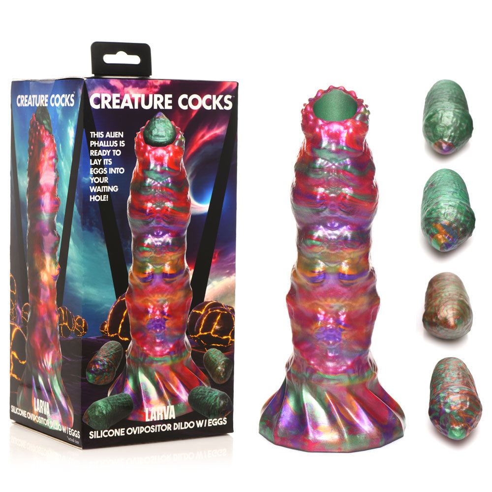 Creature Cocks Larva Silicone Ovipositor Dildo with Eggs – Textured Large Silicone Dildo Fantasy Dongs