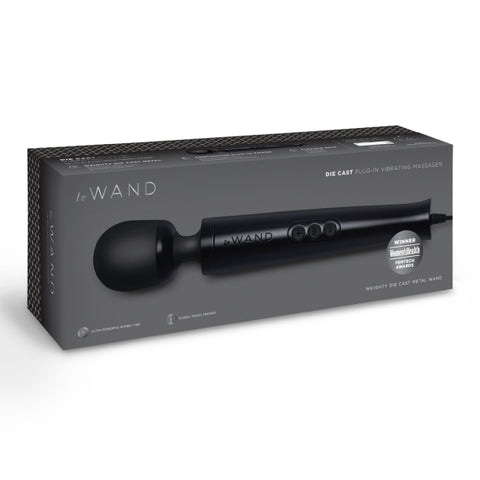 Le Wand Diecast Plug-In Massager Black Corded Metal Body with 10 Speeds and 20 Vibration Patterns Electric Massager