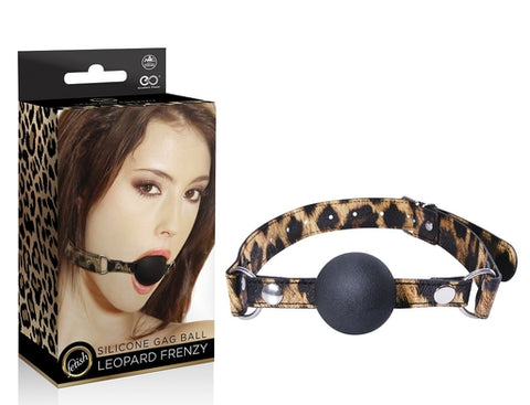 Leopard Frenzy Silicone Ball Gag Adjustable Leopard Print Collar 15 to 22 Inches Gags