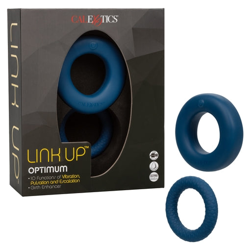 Link Up Optimum Blue Dual-Density Silicone Vibrating Enhancer and Ultra-Soft Textured Support Ring > Cock Ring > Vibrating