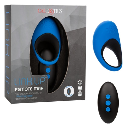 Link Up Remote Max Dual Stimulating Vibrating Silicone Ring With Remote Control Blue Cock Rings Vibrating
