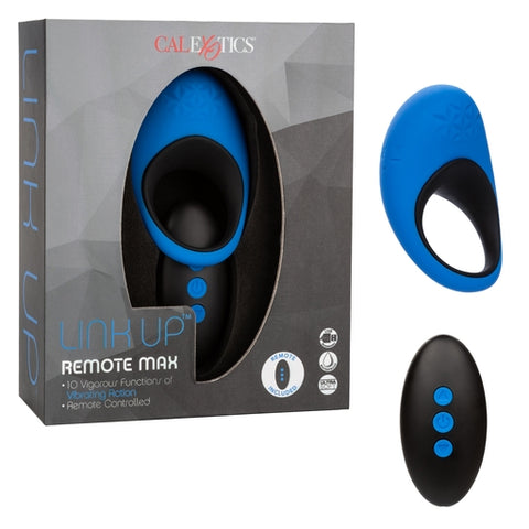 Link Up Remote Max Dual Stimulating Vibrating Silicone Ring With Remote Control Blue Cock Rings Vibrating