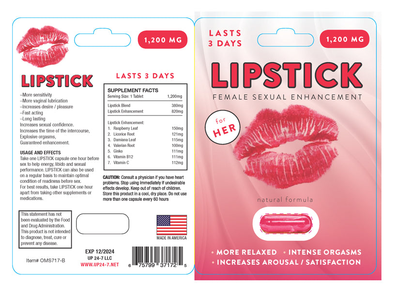 Lipstick Female Libido Enhancement Pills 1200mg Natural Ingredients Energy and Desire Supplement > Essentials > Womens Enhancers