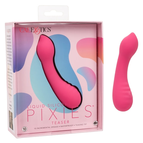 Liquid Silicone Pixies Teaser Pink Curved Massager with 10 Speeds and USB Rechargeable Vibrators