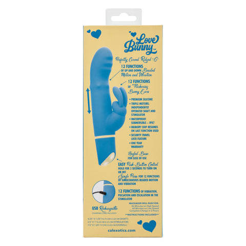 Love Bunny Beaded G Bunny Blue Silicone Waterproof USB Rechargeable Vibrator 7.5 Inch Vibrators - G Spot