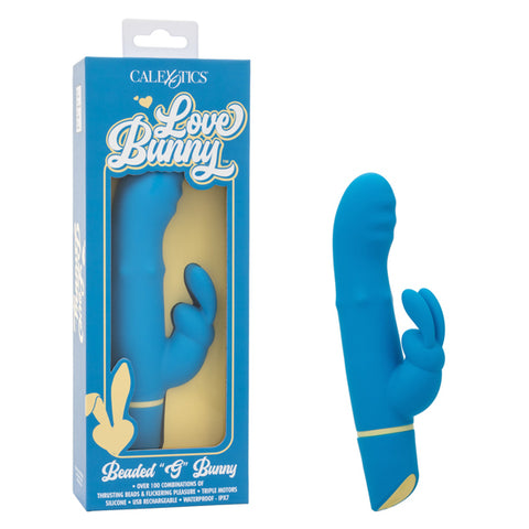 Love Bunny Beaded G Bunny Blue Silicone Waterproof USB Rechargeable Vibrator 7.5 Inch Vibrators - G Spot