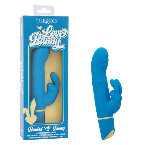 Love Bunny Beaded G Bunny Blue Silicone Waterproof USB Rechargeable Vibrator 7.5 Inch Vibrators - G Spot