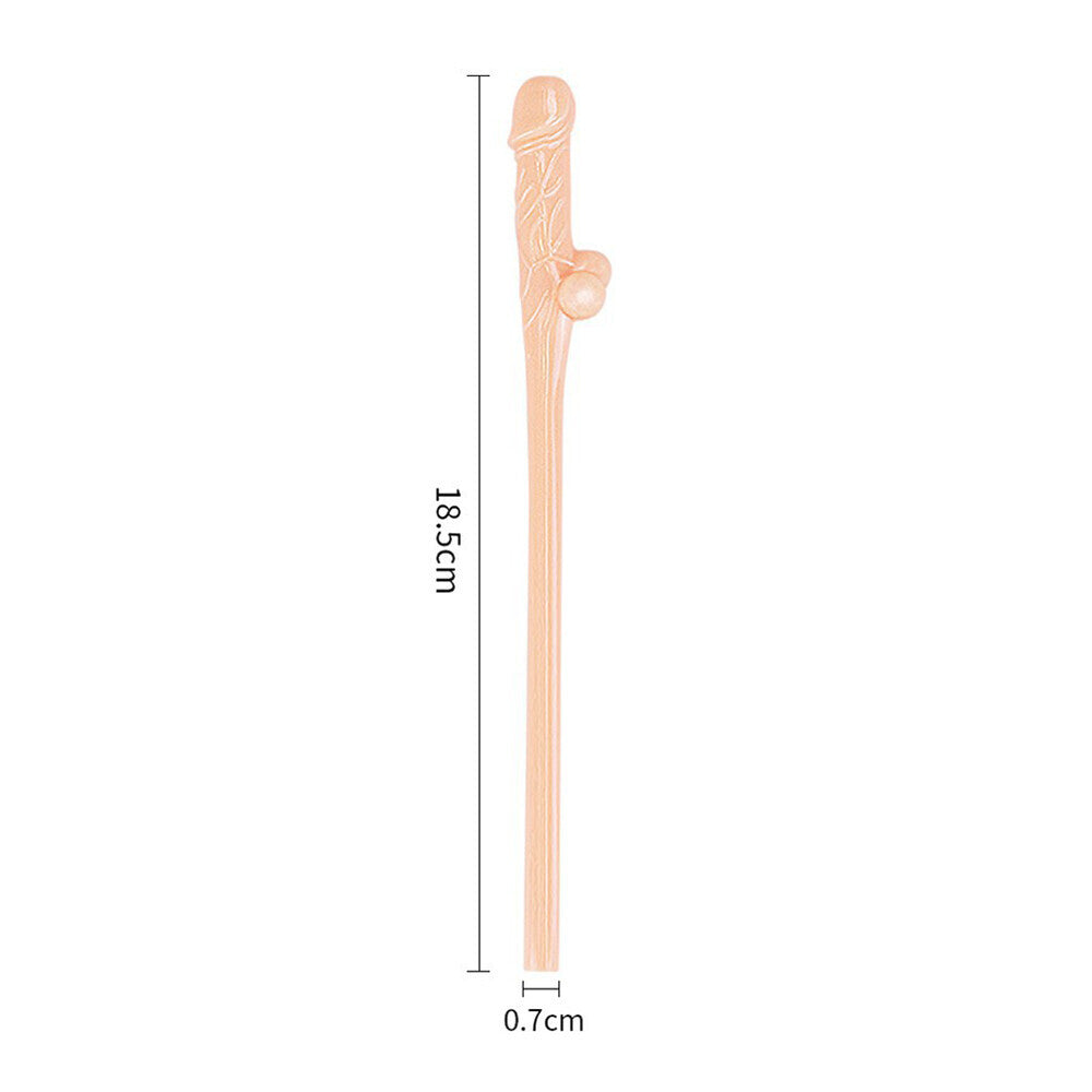 Lovetoy Pack Of 9 Flesh Pink Willy Straws Party Favors Secondary image