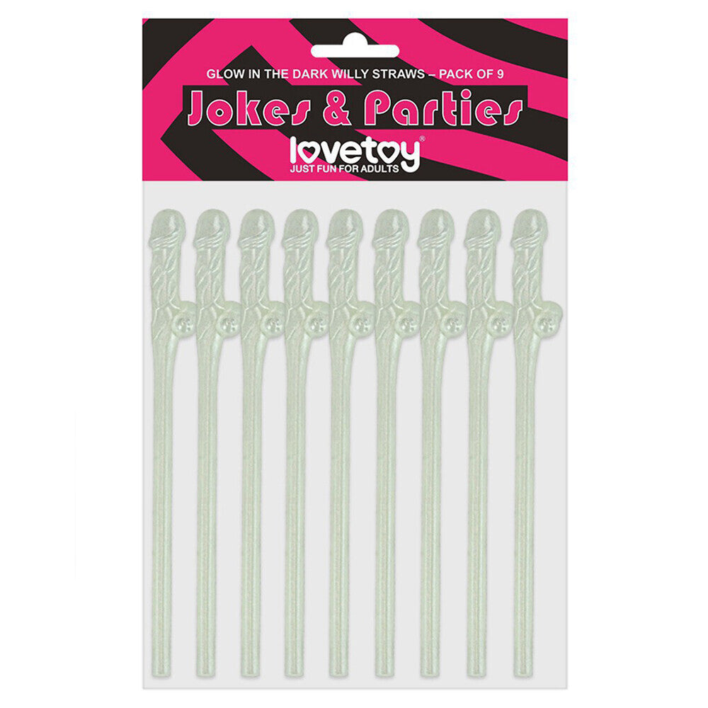 Willy Straws Glow in the Dark 9 Pack – Glow in the Dark Straws > Novelties > Party Supplies