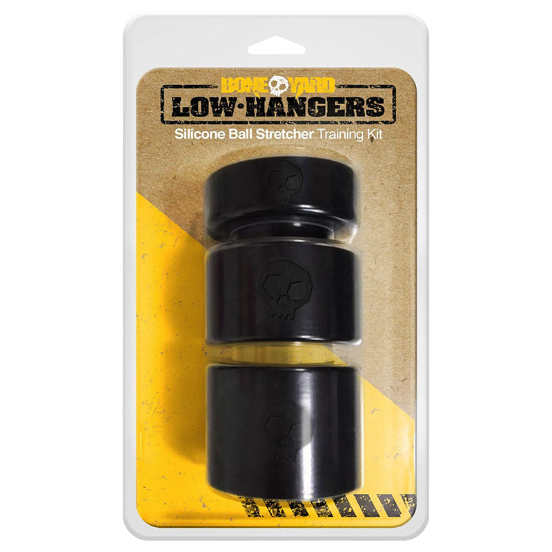Low Hangers Silicone Ball Stretcher Kit Three Piece Set Black Ball Stretcher