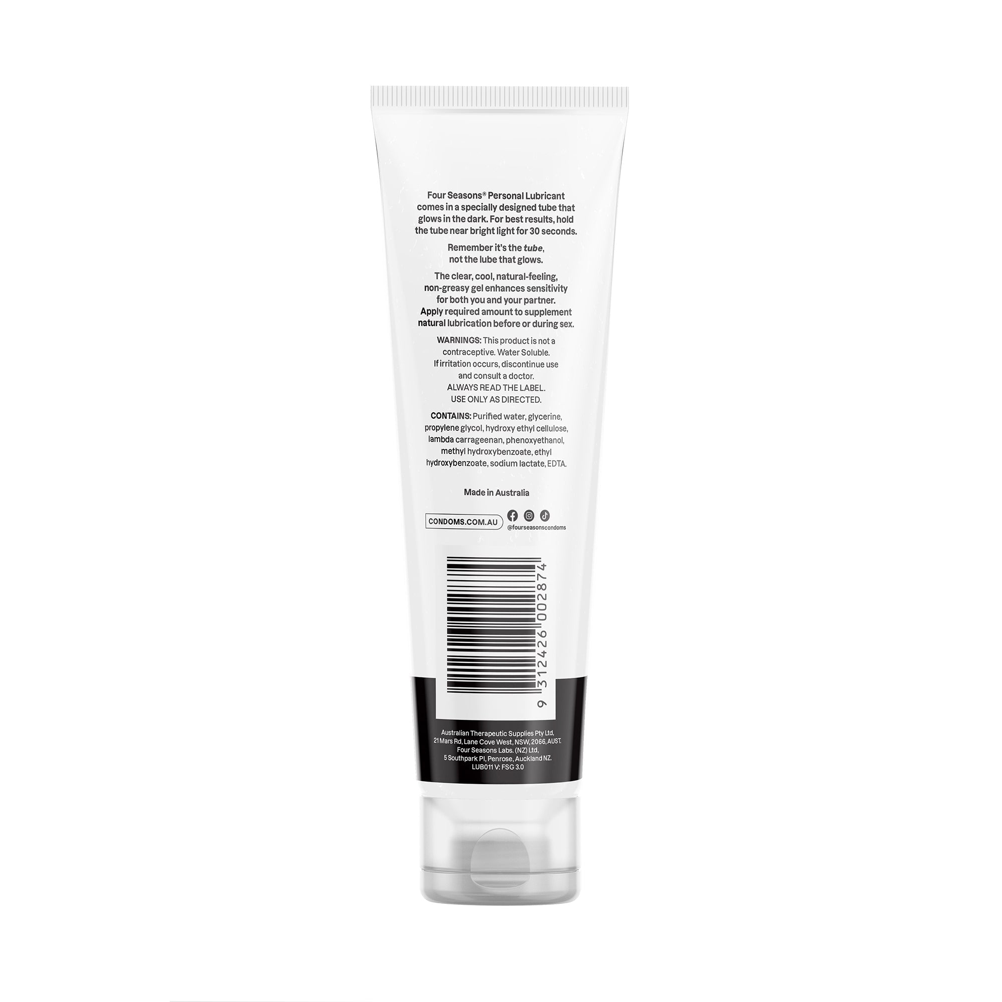 Four Seasons Glow in the Dark Lubricant Tube 100ml Secondary image