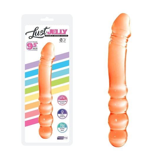 Lust Jelly PVC 9.5 Inch Double Dong Orange > Dildos > Double Dildos Main image