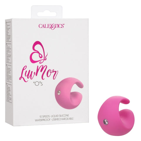 LuvMor "O"s Pink Mini Curved Massager with 10 Speeds, Liquid Silicone, USB Rechargeable, Waterproof Finger Stimulator