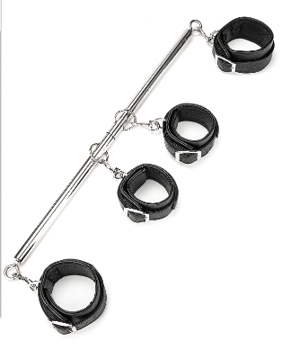 Lux Fetish 4 Cuff Expandable Spreader Bar Set with Detachable Black Wrist and Ankle Cuffs > Bondage Gear > Restraints Main image