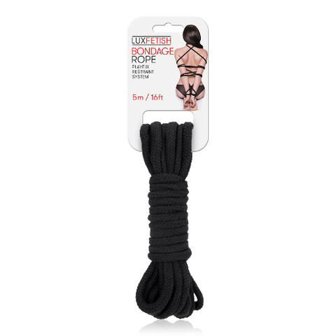 Lux Fetish Bondage Rope 5M 16ft Soft Cotton Restraint Rope Black Rope