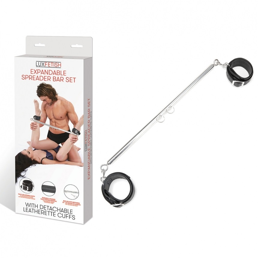 Lux Fetish Expandable Spreader Bar Set 35 to 47 Inches With Detachable Leather Cuffs Secondary image