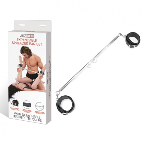 Lux Fetish Expandable Spreader Bar Set 35 to 47 Inches With Detachable Leather Cuffs > Bondage Gear > Restraints
