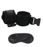 Lux Fetish G Spot Pal Black Adjustable Ankle Cuffs with Satin Blindfold