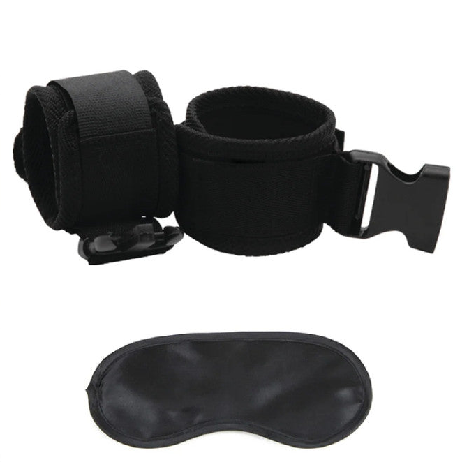 Lux Fetish G Spot Pal Black Adjustable Ankle Cuffs with Satin Blindfold > Bondage Gear > Restraints