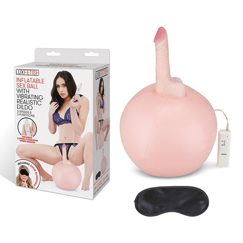 Lux Fetish Inflatable Pink Sex Ball With Vibrating Realistic Silicone Dildo and Wired Remote Vibrating Pads