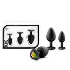Luxe Bling Plugs Training Kit Black with Rainbow Gems