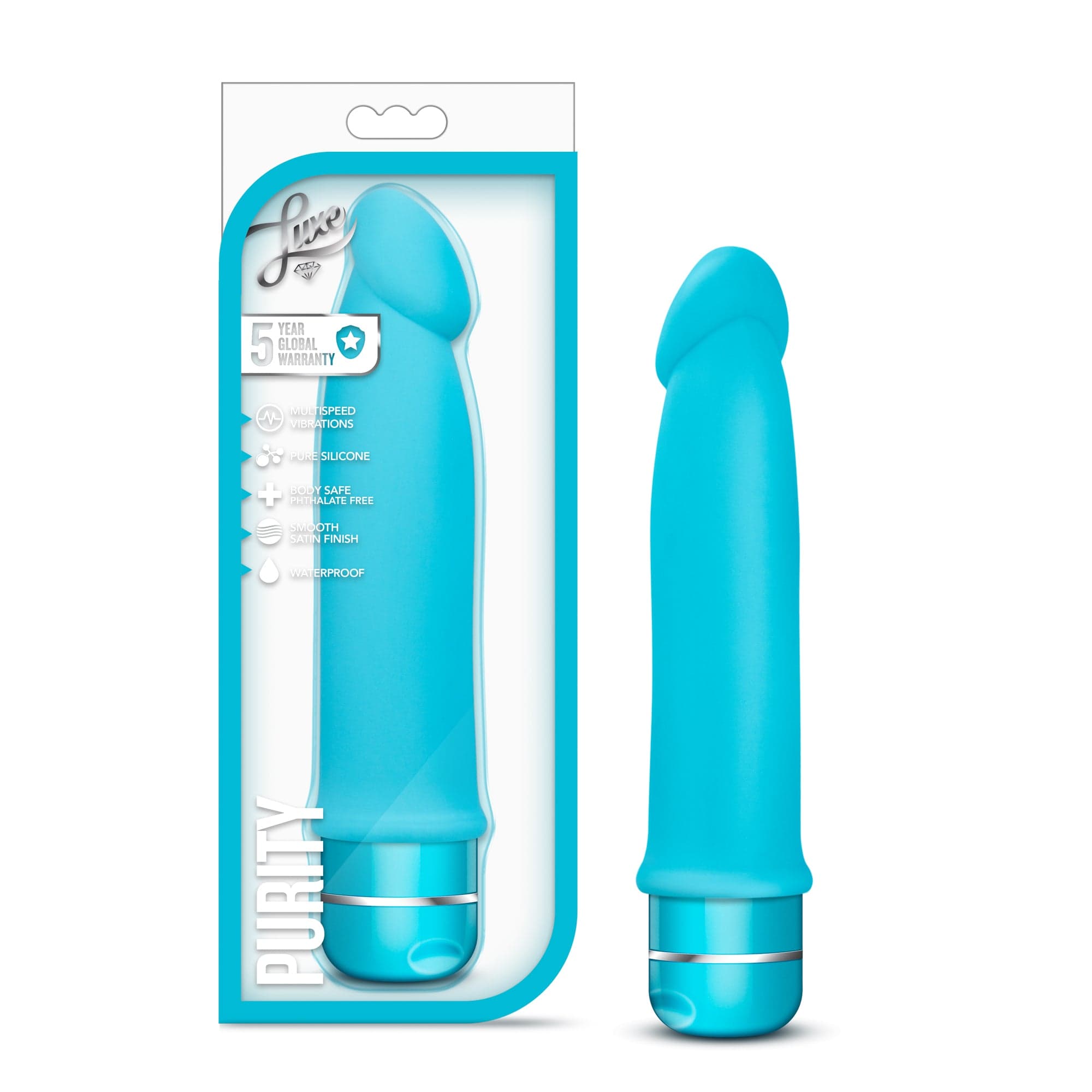Luxe Purity Blue 7.5 Inch Silicone Vibrator with Multi-Speed Secondary image