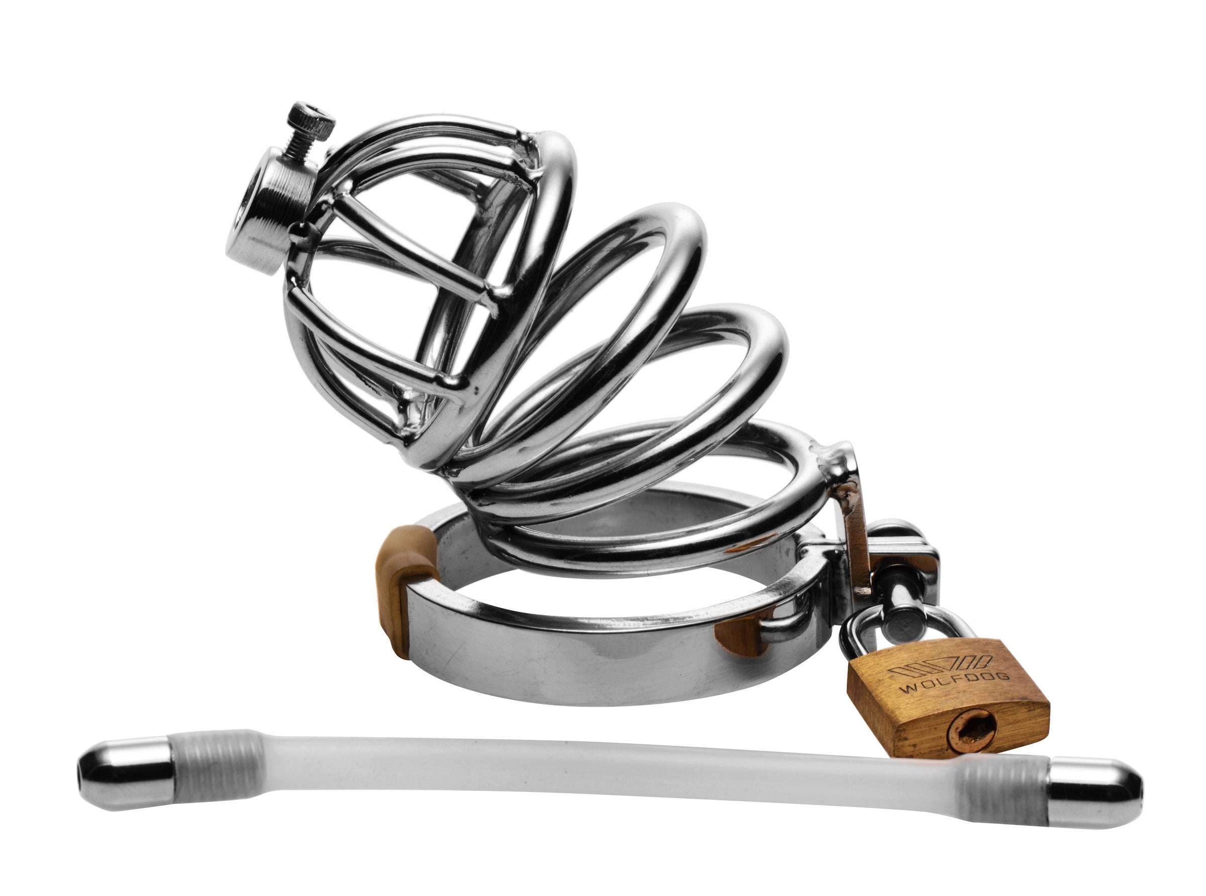 Stainless Steel Chastity Cage With Removable Silicone Urethral Plug – Penis Plug > Bondage Gear > Male Chastity