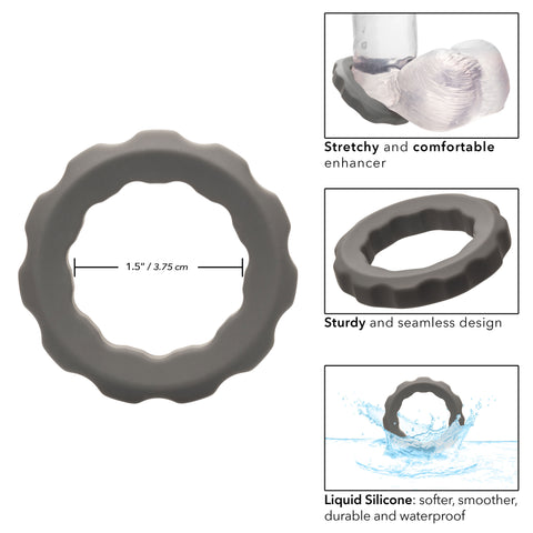 Alpha Liquid Silicone Erect Ring Stretchy Comfortable Gray Beaded Design COCK RINGS