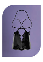 Exposed Lingerie Matte Onyx Cupless Open Back Romper in Size S/M