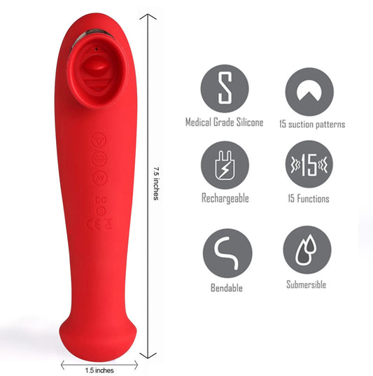 Maia Destiny -  USB Rechargeable Suction Fluttering Tongue Vibrator Wand