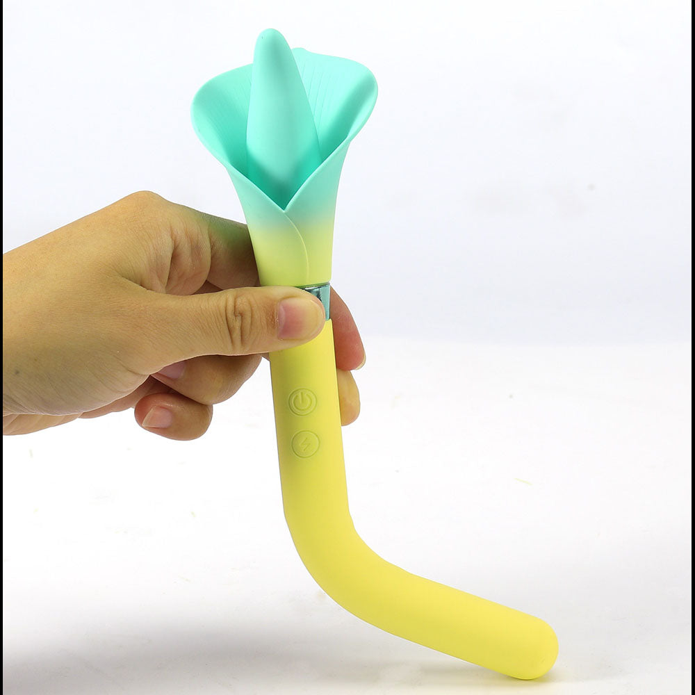 Maia Vala (Green) – USB Rechargeable Silicone Flower Vibrator 22.2 cm Secondary image