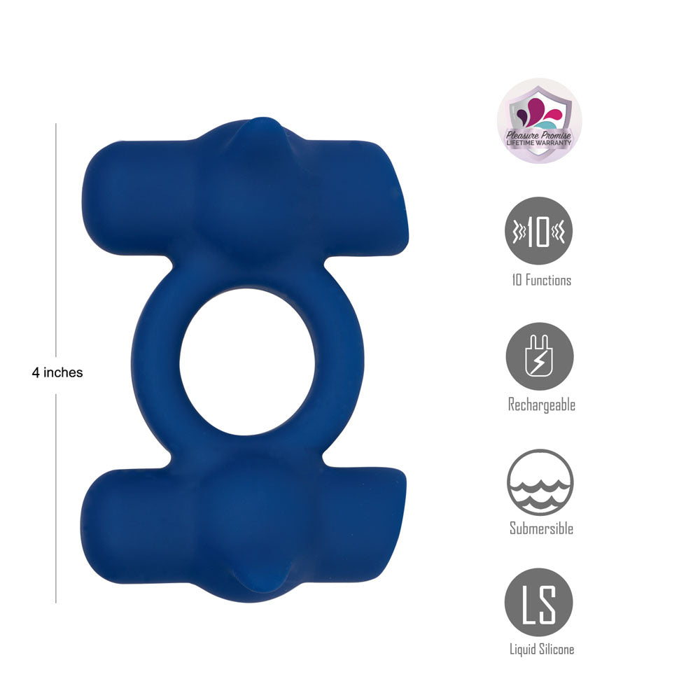Maia Ronan USB Rechargeable Dual Vibrating Liquid Silicone Cock Ring – Powerful Dual Bullet Vibrating Cock Ring Secondary image