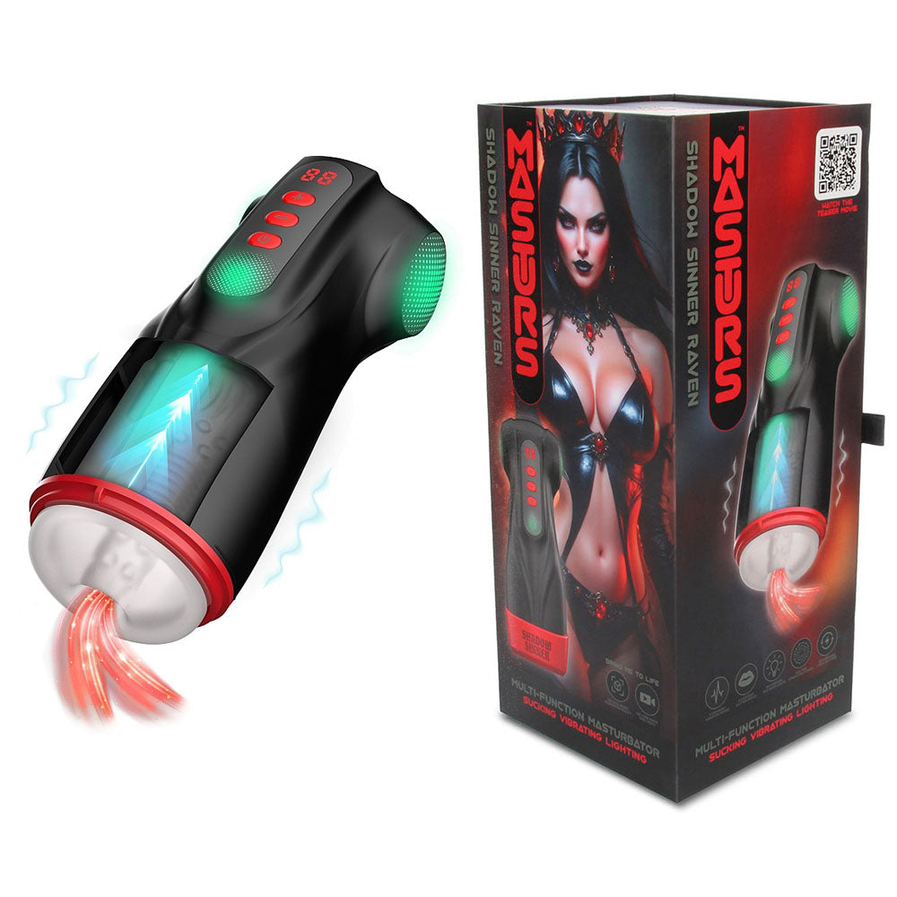 Masturs Raven – USB Rechargeable Vibrating and Sucking Auto Stroker Black > Sex Toys For Men > Masturbators > Vibrating Main image
