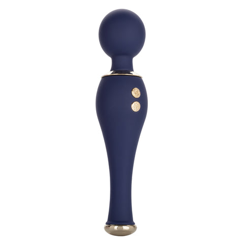 Chic Poppy Navy Blue Ultra-Plush Silicone Massager with 5 Vibration Levels and Gold Accents, Rechargeable, Waterproof > Sex Toys > Massage Wands