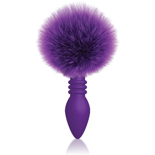 The 9's Cottontails Ribbed Butt Plug with Bunny Tail Purple Tails