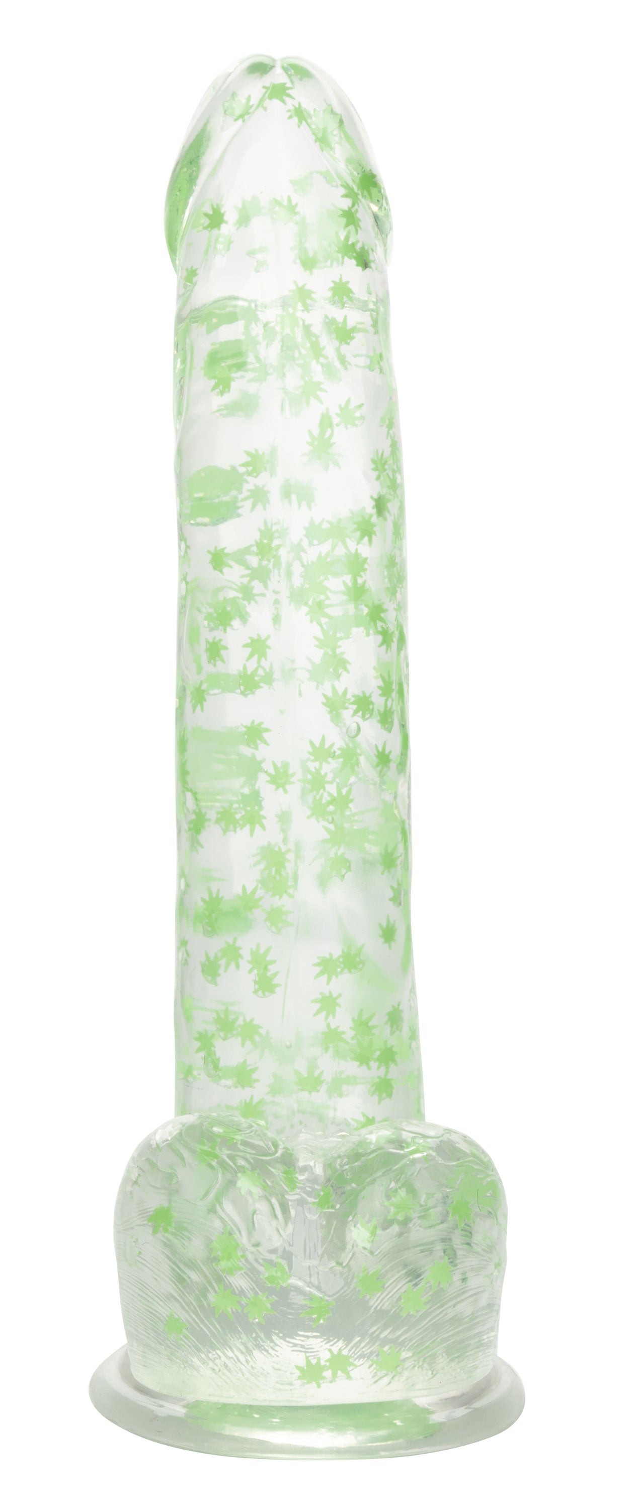 Naughty Bits I Leaf Dick Glow in the Dark Green Weed Leaf Dildo 8 Inch DONGS